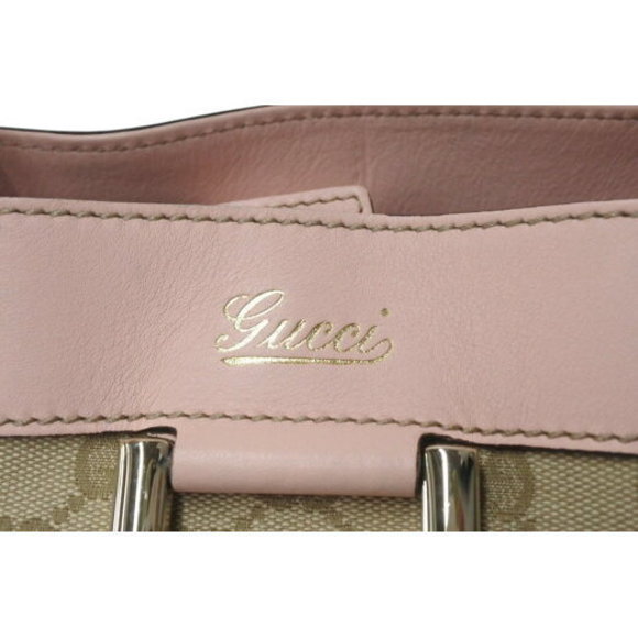 Gucci Pink Beige GG Handbag Canvas - Picture 6 of 9